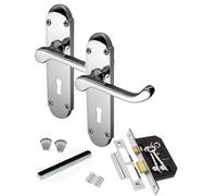 Golden Grace 1 Pair Victorian Scroll Lever Lock Door Handles Polished Chrome Finish Epsom Design