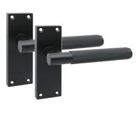 Golden Grace 1 Pair Victorian T-Bar Knurled Design Interior Door Handle Matt Black Finish 120 x 40mm