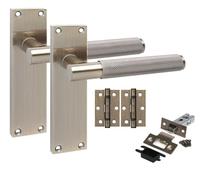 Golden Grace 1 Pair Victorian T-Bar Knurled Internal Door Handle Sets Antique Brass 150 x 40mm with 2.5" Latch & Hinges