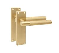 Golden Grace 1 Pair Victorian T-Bar Linear Design Interior Door Handle Satin Brass Finish 150 x 40mm