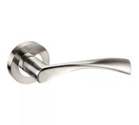 Golden Grace 1 Set Astrid Design Door Handles On Round Rose Duo Chrome Finish 2.5" Tubular Latch 3" Hinges