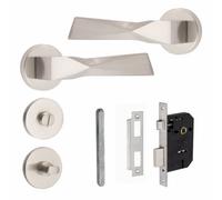 Golden Grace 1 Set Aura Design Bathroom Internal Door Handle Set Satin Nickel Finish