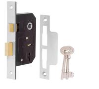 Golden Grace 1 Set Bolt Through Polished Chrome Nickel Plated Finish With 64mm 3 Lever Mortise Lock & 2 Keys