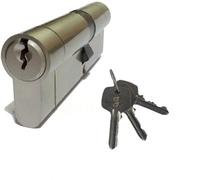 Golden Grace 1 Set Euro Cylinder Door Key Hole Lock Satin Nickel Finish With 3 Keys - 70mm