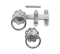 Golden Grace 1 Set Gate Ring Galvanized Silver Finish Plain Latch Catch Metal For Outdoor Gates - 21.4Cm X 12.7Cm X 4 Cm