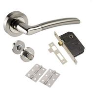 Golden Grace 1 Set Indiana Style Bathroom Door Handles Duo Finish Round Rose With Hinges