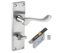 Golden Grace 1 Set Victorian Scroll Door Handles Satin Brushed Chrome Finish For Bathroom Toilet - 150mm X 40mm