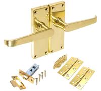 Golden Grace 1 Set Victorian Straight Polished Brass Lever Latch Internal Door Handles Sets With 2.5 " Latch And Standard Butt Hinges