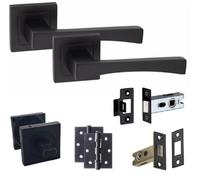 Golden Grace 1 Set Wave Design Bathroom Complete Internal Door Handle Set Matt Black Finish