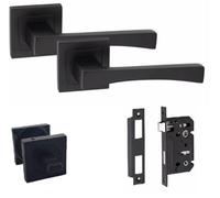 Golden Grace 1 Set Wave Design Bathroom Internal Door Handle Set Matt Black Finish
