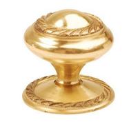 Golden Grace 10 Pack Georgian Cupboard Knob Polished Brass Kitchen Cabinet Drawer Round Pull Handle - 1"