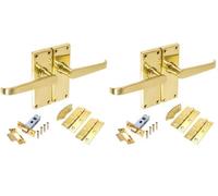 Golden Grace 2 Set Victorian Straight Polished Brass Lever Latch Internal Door Handles Sets With 2.5 " Latch And Standard Butt Hinges