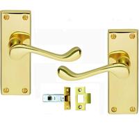 Golden Grace 2 X Victorian Scroll Polished Brass Internal Door Handle And Latch Set 120mm Back Plate