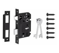 Golden Grace 3 Lever Mortise Sash Lock with 2 Keys, Matt Black, 64mm