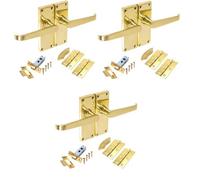 Golden Grace 3 Set Victorian Straight Polished Brass Lever Latch Internal Door Handles Sets With 2.5 " Latch And Standard Butt Hinges