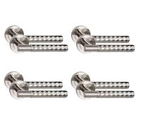 Golden Grace 4 Pair Knurled Diamond Cut T-Bar Door Handles Satin Nickel Finish