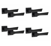 Golden Grace 4 Pair Modern Aura Design Matt Black Premium Door Handles Square Rose