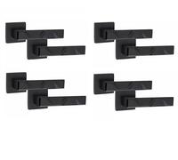 Golden Grace 4 Pair Modern Nova Design Matt Black Premium Door Handles Square Rose
