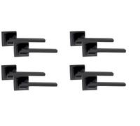 Golden Grace 4 Pair Of Sigma Internal Door Handles On Square Rose In Stunning Matte Black Finish Complete With Fixing Screws