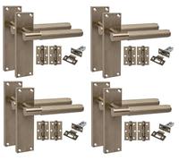 Golden Grace 4 Pair Victorian Door Handle Sets, Antique Brass, 4 Set