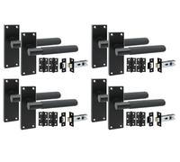 Golden Grace 4 Pair Victorian T-Bar Knurled Internal Door Handle Sets Matt Black 120 x 40mm with 2.5" Latch & Hinges