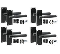 Golden Grace 4 Pair Victorian T-Bar Linear Internal Door Handle Sets Matt Black 120 x 40mm with 2.5" Latch & Hinges