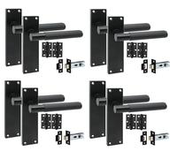 Golden Grace 4 Pair Victorian T-Bar Linear Internal Door Handle Sets Matt Black 150 x 40mm with 2.5" Latch & Hinges