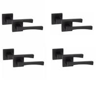 Golden Grace 4 Pair Wave Design Internal Door Handles Square Rose Matt Black Finish