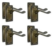 Golden Grace 4 Pairs Georgian Latch Handle Antqiue Brass Finish 107 x 48mm