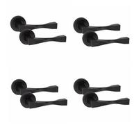 Golden Grace 4 Pairs Straight Astrid Twist Design Door Handles Latch Matt Black Finish - 52mm
