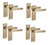 Golden Grace 4 Pairs Victorian Delta Scroll Interior Door Handle Antique Brass Finish 150 x 40mm
