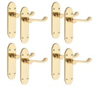 Golden Grace 4 Pairs Victorian Scroll Epsom Design Door Handle Polished Brass Finish 168 x 40mm