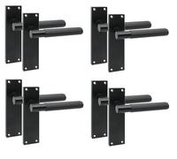 Golden Grace 4 Pairs Victorian T-Bar Linear Design Interior Door Handle Matt Black Finish 150 x 40mm