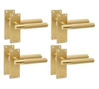 Golden Grace 4 Pairs Victorian T-Bar Linear Design Interior Door Handle Satin Brass Finish 120 x 40mm