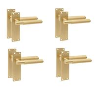 Golden Grace 4 Pairs Victorian T-Bar Linear Design Interior Door Handle Satin Brass Finish 150 x 40mm
