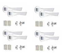 Golden Grace 4 Set Aura Design Internal Door Handles Sets With Latch And Bb Hinges Round Rose Polished Chrome Finish