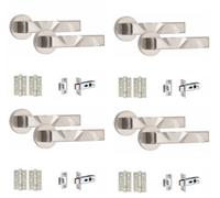 Golden Grace 4 Set Nova Design Internal Door Handles Sets With Latch And Bb Hinges Round Rose Satin Nickel Finish
