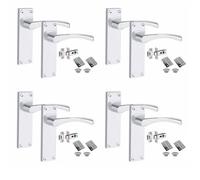 Golden Grace 4 Set Victorian Scroll Astrid Door Handles Polished Chrome With Hinges & Latches - 150mm X 40mm