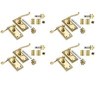 Golden Grace 4 Sets Georgian Lever Latch Door, Polished Brass 107mm x 48mm