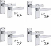 Golden Grace 4 Sets Victorian Straight Delta Handle Latch Internal Door Handles, Polished Chrome, 1 Pair 3" Standard Butt Hinges, 120mm X 40mm