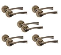 Golden Grace 5 Pair Astrid Design Door Handles Antique Brass Finish