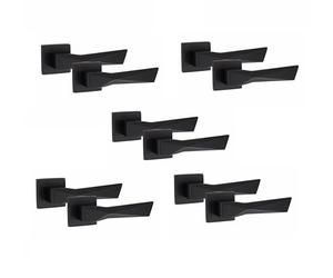 Golden Grace 5 Pair Modern Aura Design Matt Black Premium Door Handles Square Rose