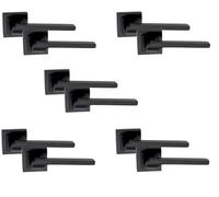 Golden Grace 5 Pair Of Sigma Internal Door Handles On Square Rose In Stunning Matte Black Finish Complete With Fixing Screws
