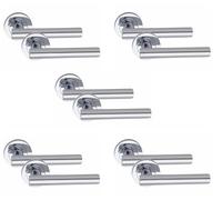 Golden Grace 5 Pair Straight T-Bar Door Handles Polished Chrome Finish