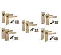 Golden Grace 5 Pair Victorian Delta Internal Door Handle Sets Antique Brass 150 x 40mm with 2.5" Latch & Hinges