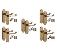 Golden Grace 5 Pair Victorian Epsom Design Internal Door Handle Sets Antique Brass 168 x 40mm with 2.5" Latch & Hinges