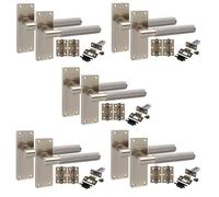 Golden Grace 5 Pair Victorian T-Bar Knurled Internal Door Handle Sets Antique Brass 120 x 40mm with 2.5" Latch & Hinges