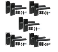 Golden Grace 5 Pair Victorian T-Bar Linear Internal Door Handle Sets Matt Black 120 x 40mm with 2.5" Latch & Hinges