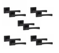 Golden Grace 5 Pair Wave Design Internal Door Handles Square Rose Matt Black Finish