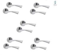 Golden Grace 5 Pairs Astrid Door Handles Polished Chrome Finish Round Rose With Spindle & Fixings